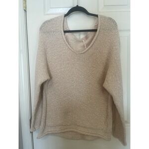 Free People Women's chamoix bright lights v-neck sweater in beige Size S